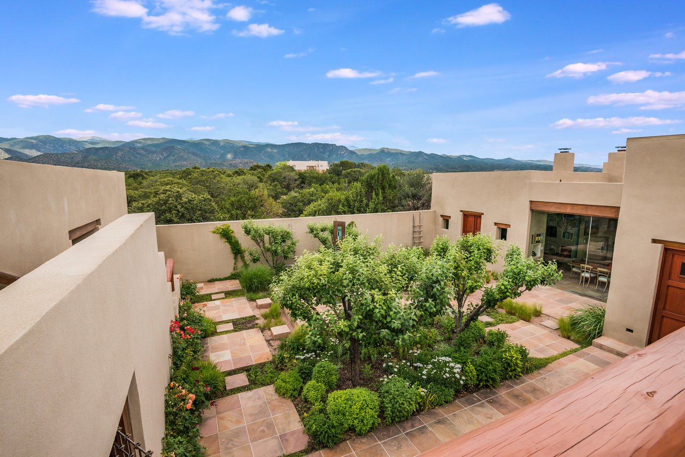 Looking into courtyard from deck above casita