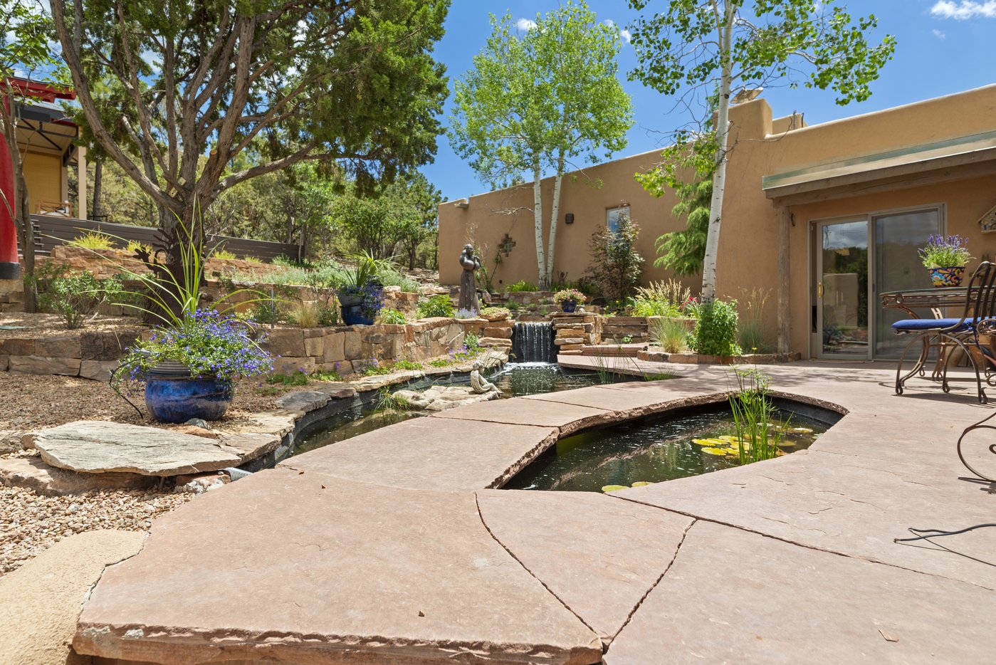 Backyard garden and flagstone patio