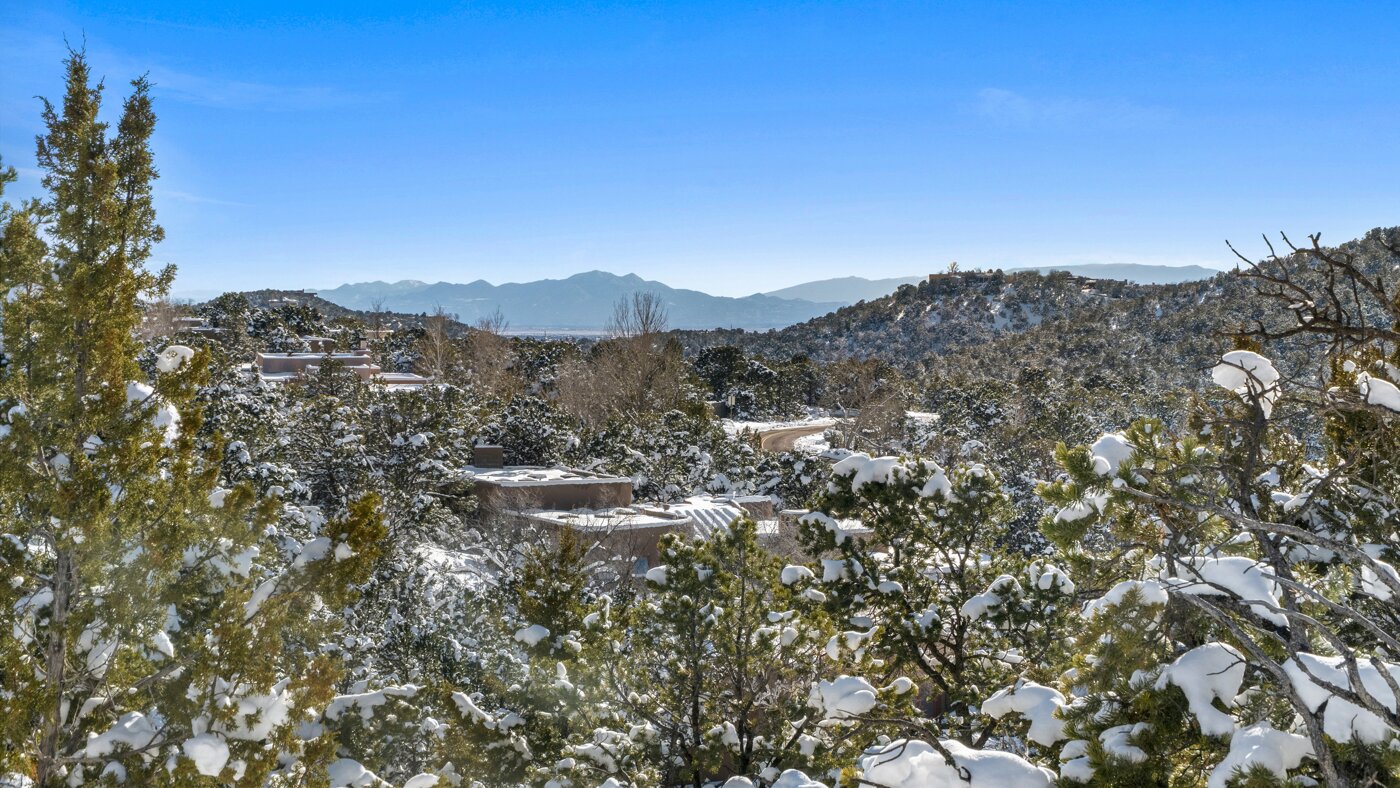 View of the Ortiz and Sandia Mountains